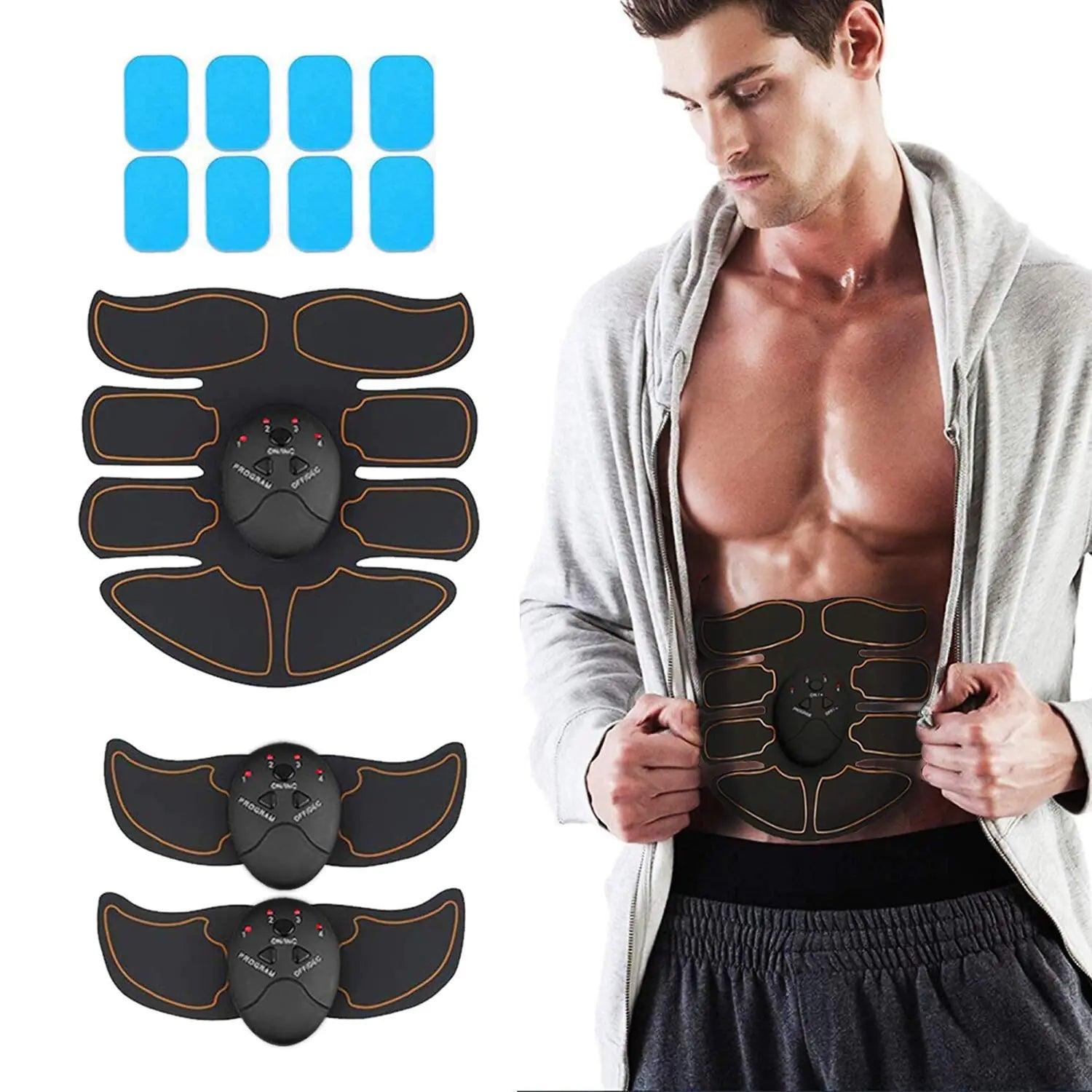 JoJoMooN EMS Muscle Stimulator Abdominal Toning Belt ABS Training Waist Trimmer Belt Ab Trainer Fitness Equipment for Men Woman Abdomen/Arm/Leg Home Office Exercise Black