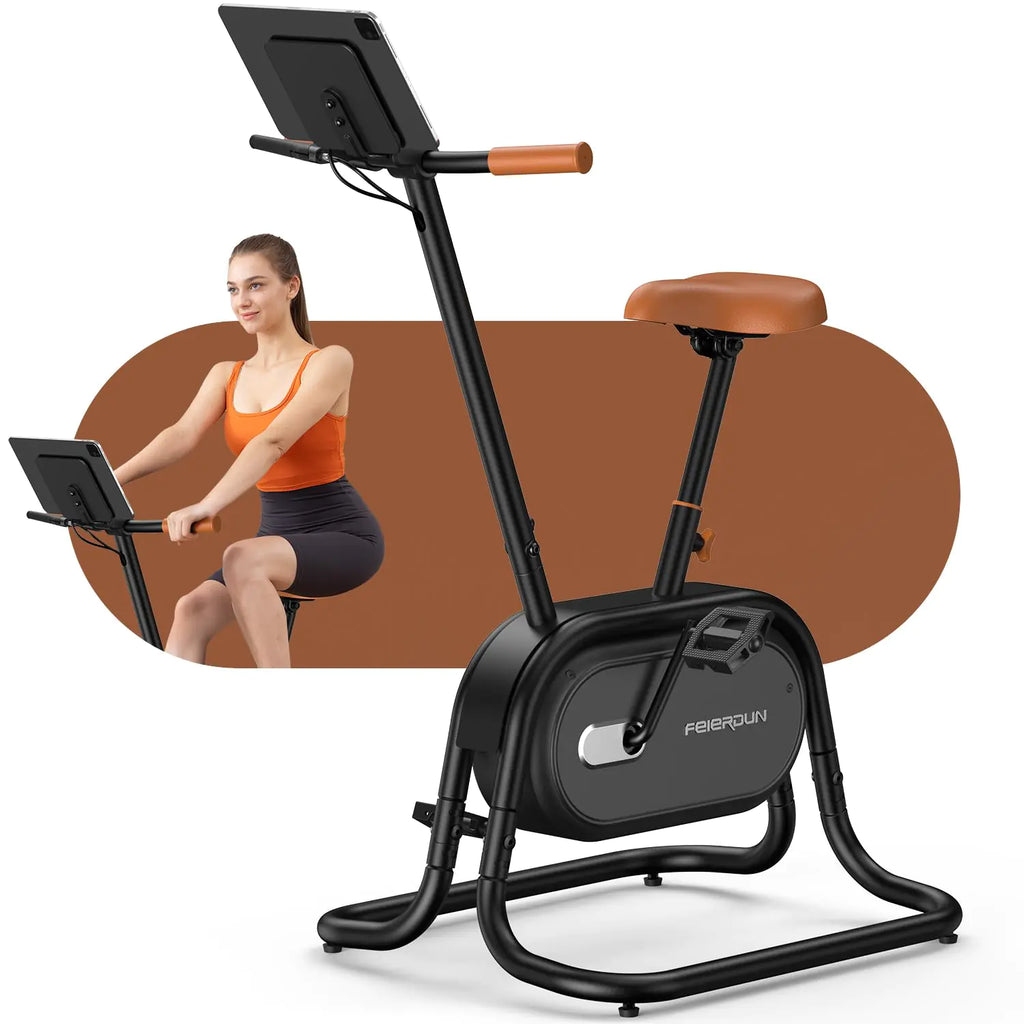 FEIERDUN Exercise Bike Smart Magnetoresistive Upright Bike Light Sport in Indoor with Smart Bluetooth and Exclusive App Connectivity Uniquely Designed Exterior Stationary Bike for Home Office Gmy (Black)