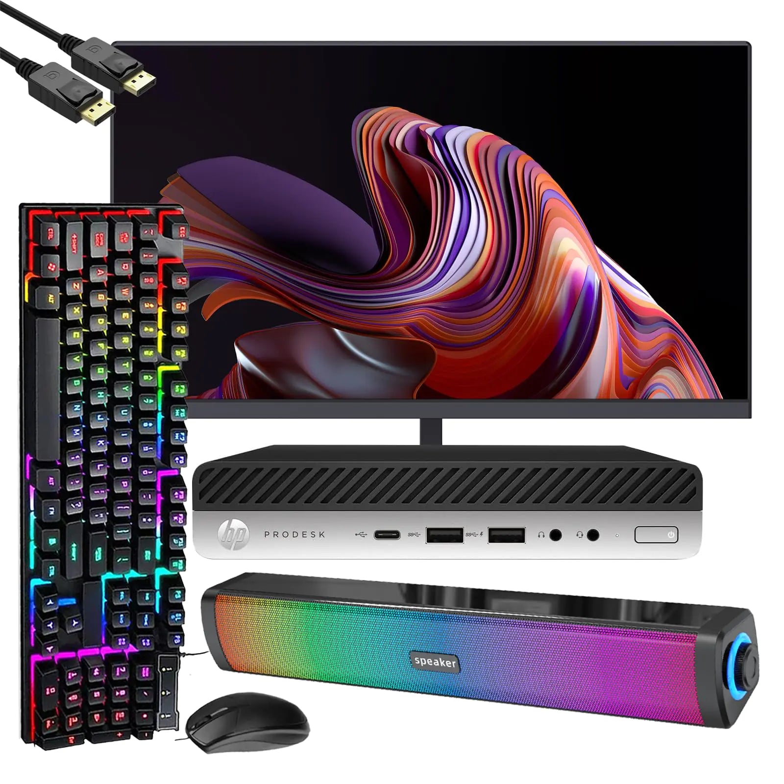 HP ProDesk 600 G4 Mini Desktop Computer PC w/ 24in Monitor 600G4 Mini PC Computer Core 8th 3.5GHz 8GB RAM 256GB SSD RGB Keyboard and Speaker HDMI Windows 10 Pro (Renewed)